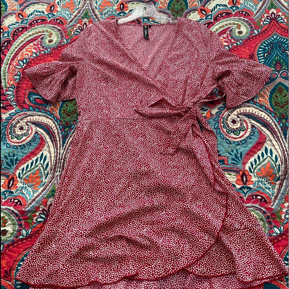 Red Polka Dot Wrap Dress